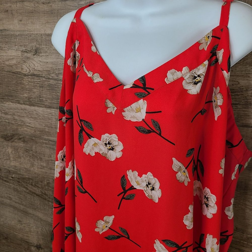 Torrid Sophi Georgette Swing Cami Tank Top Sz 3 Sleeveless Blouse Pink Floral - Picture 4 of 10